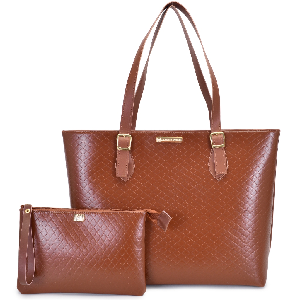 Bolsa Feminina Sacola Grande Shopper Casual de Ombro Espaçosa + Necessaire Feminina em Oferta na Shopee