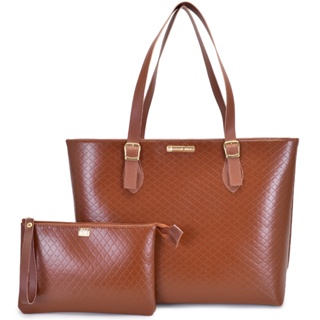 Bolsa Feminina Sacola Grande Shopper Casual de Ombro Espaçosa + Necessaire Feminina em Oferta na Shopee