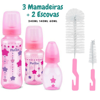 Kit 3 Mamadeiras + 2 Escovas para Lavagem em Oferta na Shopee
