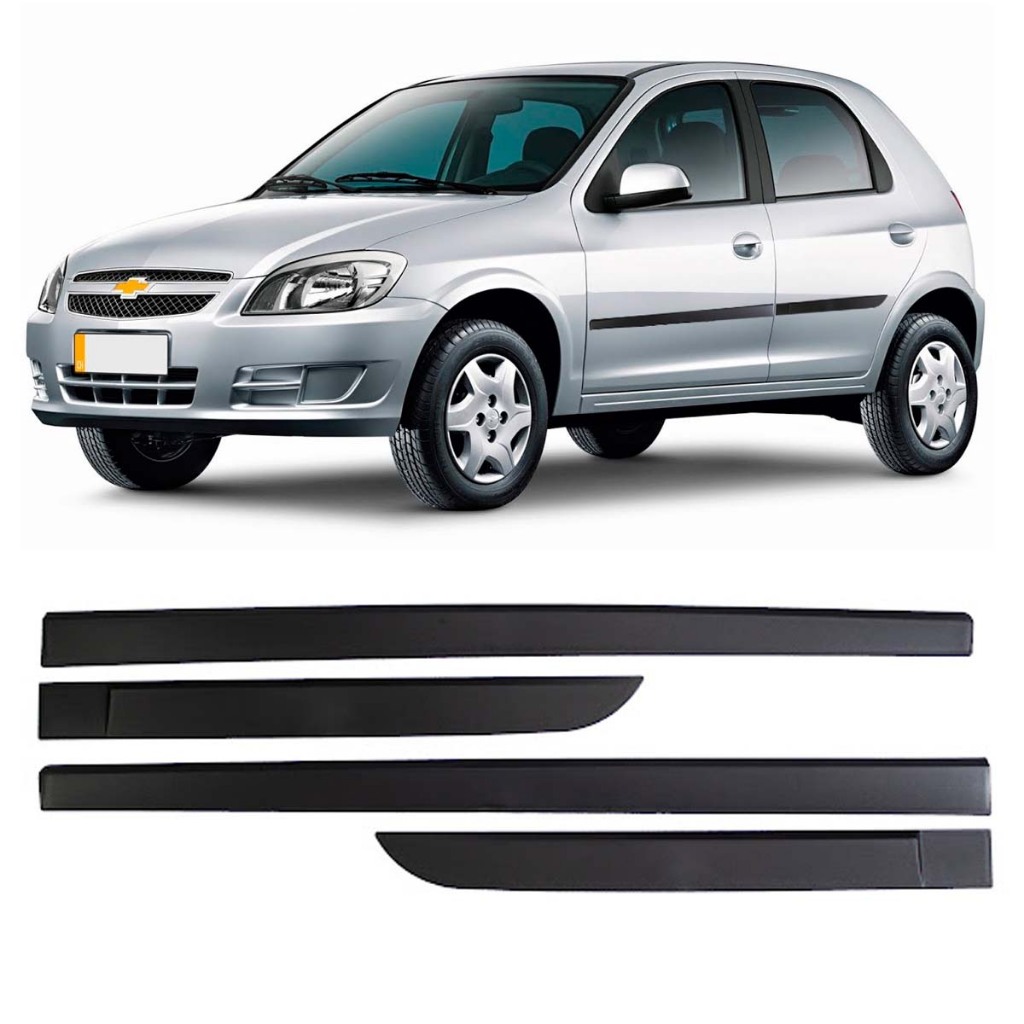 Kit Friso Lateral Celta 4 Portas 2000 2001 2002 2003 2004 2005 Preto 4 Peças Pronta Entrega 1403AC