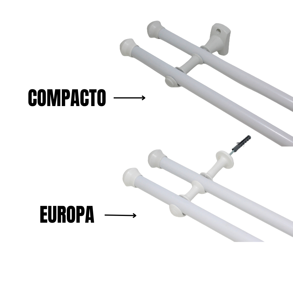 Varão Duplo Para Cortina Branco 2,00mts 19/19mm Europa/Compacto em Oferta na Shopee