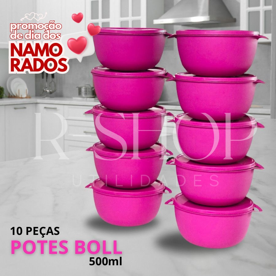 KIT POTES COZINHA 10 POTE REDONDOS BOLL 500ML