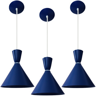 Kit 3 Pendente Lustre Rei Azul C/ Branco Decoração Elegante Sala Cozinha em Oferta na Shopee