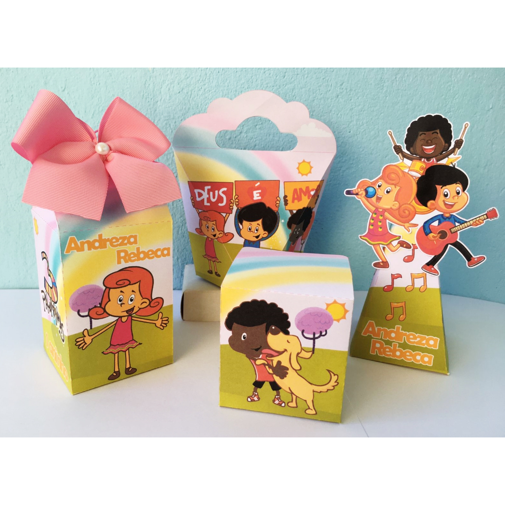 Kit Personalizados para Festa - TRÊS PALAVRINHAS - Caixas para Lembrancinhas de Aniversário