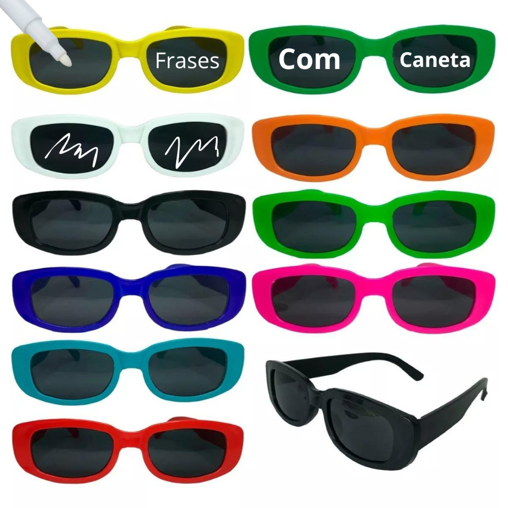 Kit 10 Óculos Festas Retro Sortido Tik Tok + Caneta Giz Branco em Oferta na Shopee