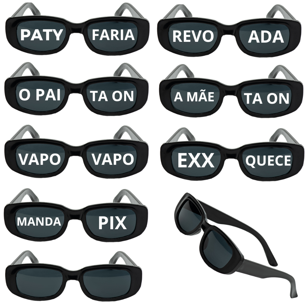 10 Oculos De Festa Escuros Retro P/ Com Frases Sortidas em Oferta na Shopee