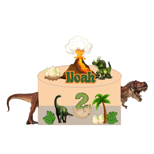 Topo Topper Enfeite de Bolo Mêsversário Aniversário - Tema Dinoussauros