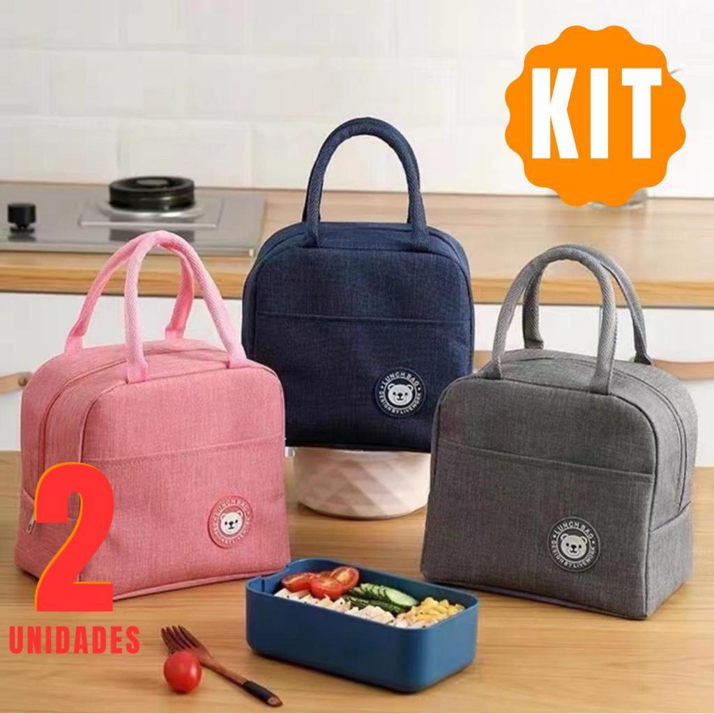 Kit 2 Bolsa Térmica Para Marmita Com Alça Pequena Lancheira Viagem Feminina Masculina