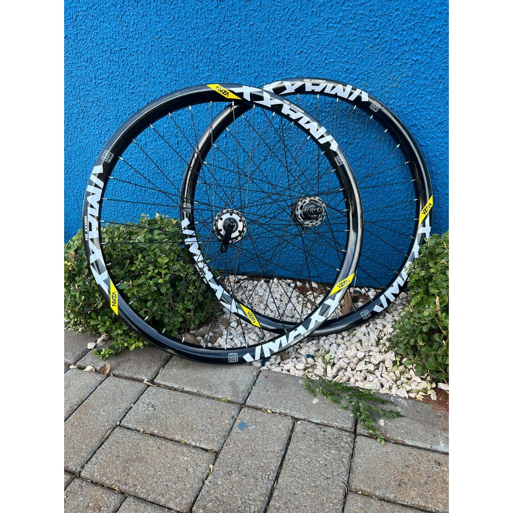 Par 2 Aros Preto Vzan Vmaxx Aro 26 Montado Parede Dupla Reforçado Dh Paredão Para Freio A Disco