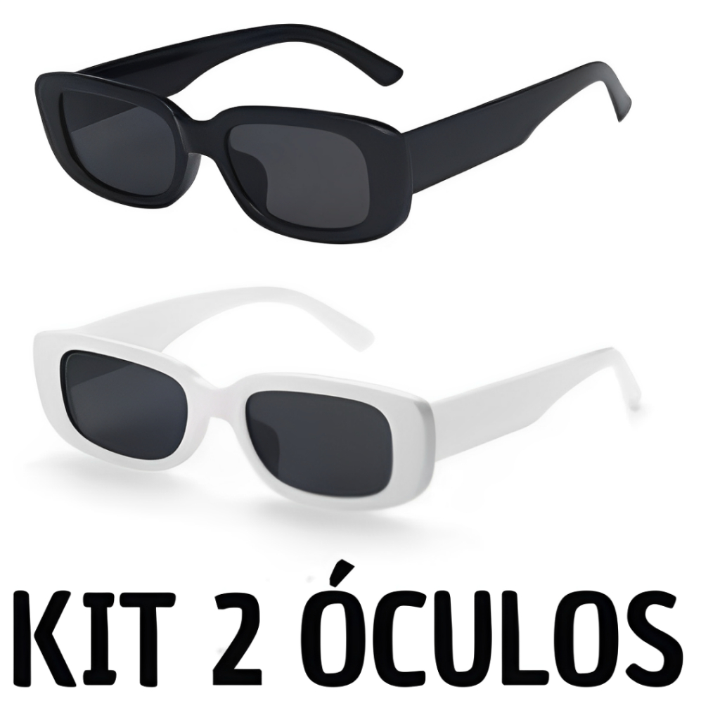 kit 2 óculos retro premium preto e branco em Oferta na Shopee