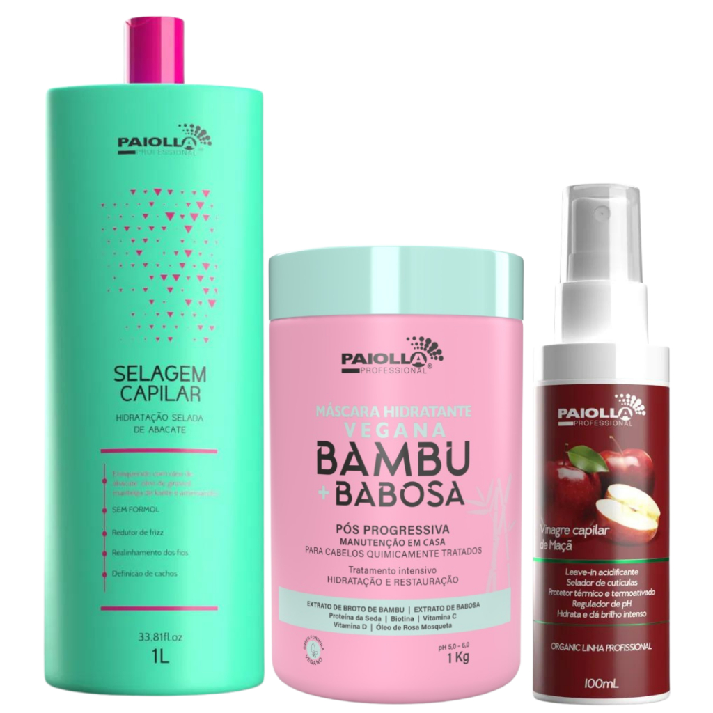 Selagem Abacate Orgânica Paiolla Mascara Bambu Babosa Vegana Progressiva Profissional Cabelo Alisado Relaxamento Afro Crespo Rebelde Selante Exclusive