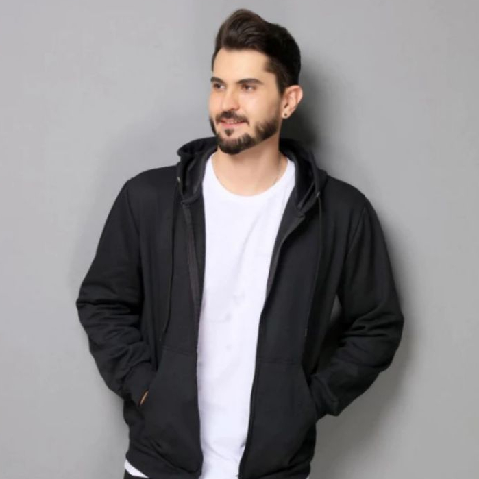 Blusa de Moletom com Ziper e Capuz lisa Moda Casual