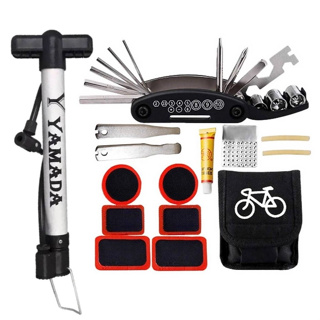 Kit Reparo Bike Manutenção Pneu Remendo + Bomba De Ar Alumínio Yamada Bicicleta em Oferta na Shopee