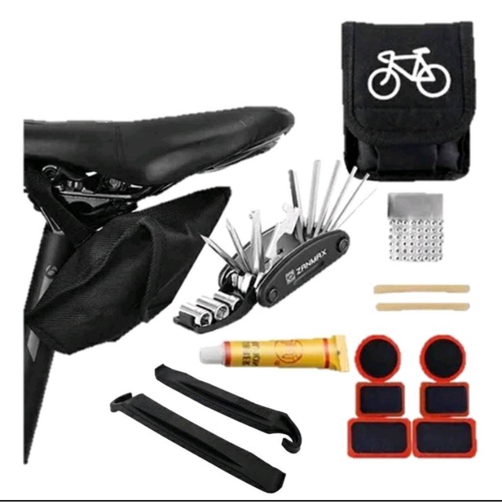 Kit Reparo Bike Manutenção Pneu Remendo + Bomba De Ar Alumínio Yamada Bicicleta