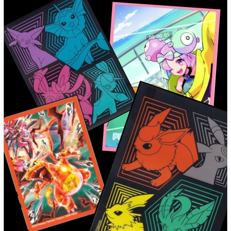 Sleeve/Shield Pokemon (KIT COM 3) - Charizard, Eevee, Lucario, Mew, Pikachu Mimikyu - Proteção de Cartas