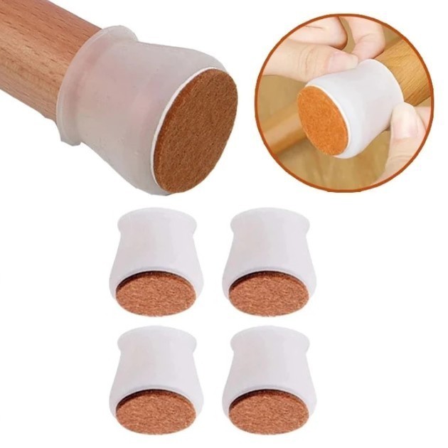 Protetor de Silicone para Pés de Cadeira e Mesa Pés Pezinho Redondo Com Feltro Desliza Fácil em Oferta na Shopee