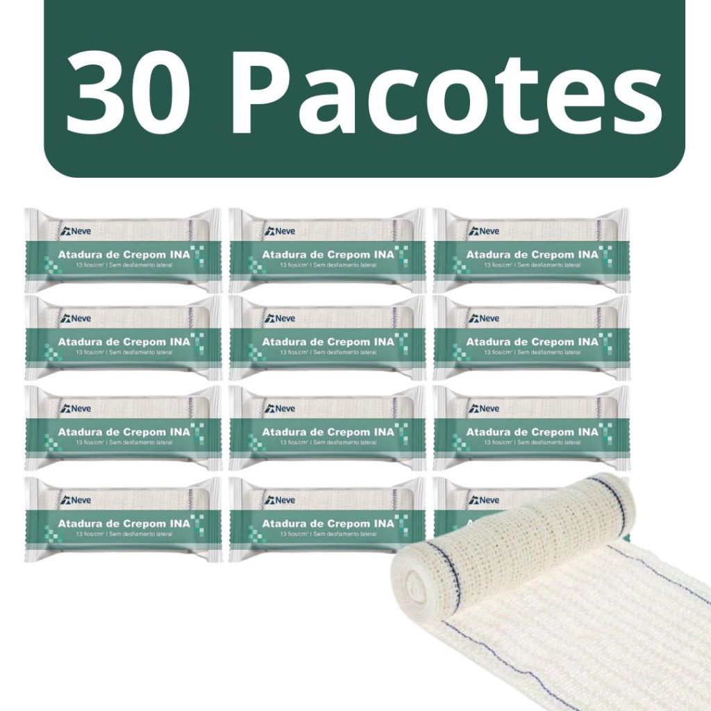 Kit 30 un Faixa Curativo Atadura Crepom Crepe INA 13 Fios Sem Desfiamento Lateral Neve Alta Qualidade Absorção Elasticidade