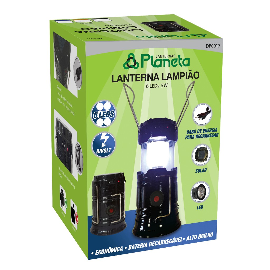 Luminária Lampião Carregador Solar Camping Usb Led Lanterna Planeta