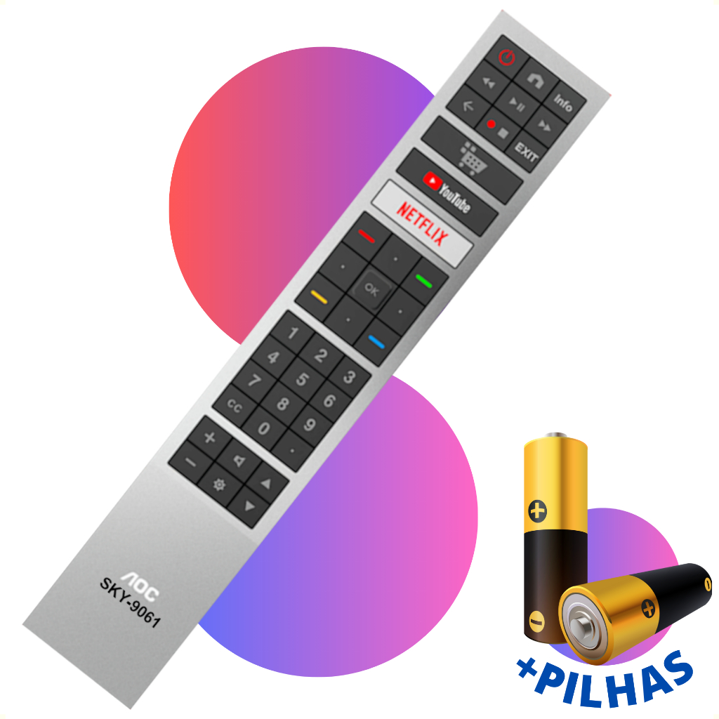 Controle Remoto TV AOC SMART 4K LED - Youtube Netflix