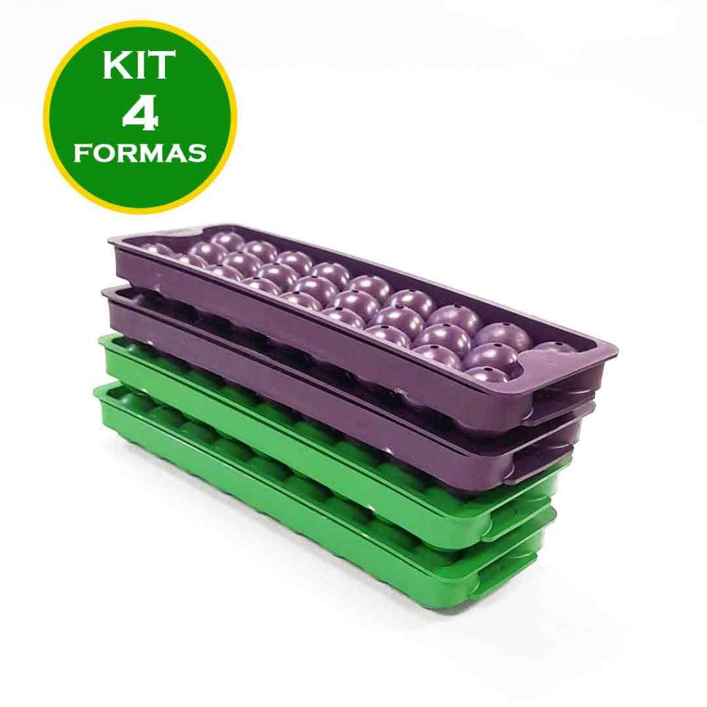 4 Formas de Gelo Redondo com tampa , higiene total - Forma Gelo - Gelinho tipo Bola, forma - Forminha -  KIT 4