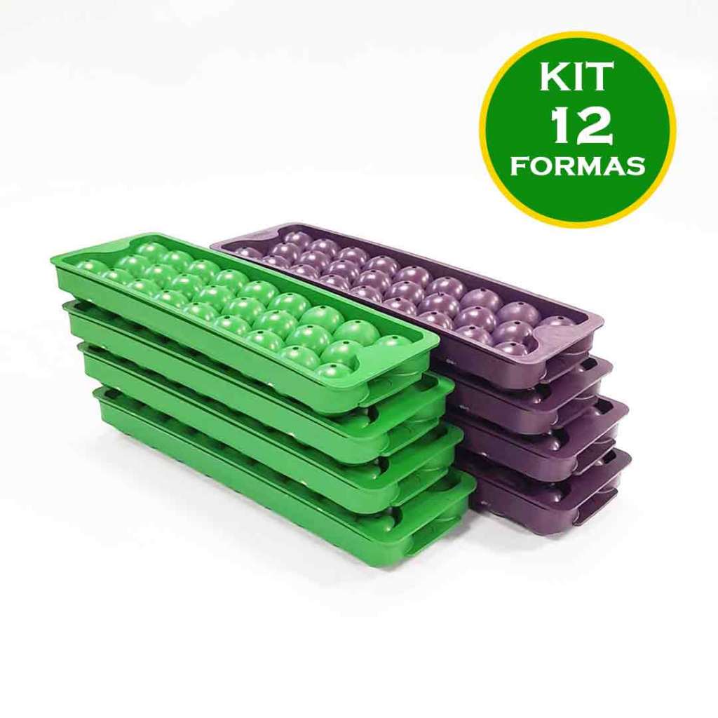 12 Formas de Gelo Redondo com tampa , higiene total - Forma de Gelo - Forma Gelo - Gelinho tipo Bola, forma  - KIT 12