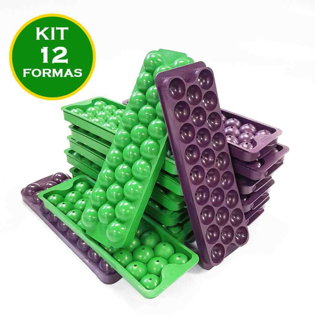 12 Formas de Gelo Redondo com tampa, higiene total - Gelinhos tipo Bola, - Forminha - Achadinhos da Shoppe - KIT 12
