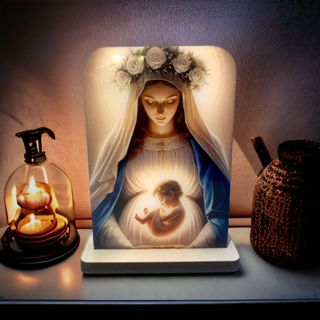 Placa de Mesa Nossa Senhora Grávida 10,5 cm Madeira Resinado em Oferta na Shopee