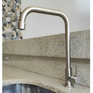 Torneira de Inox Escovado Metal Cozinha Bancada Mesa Gourmet Luxo 1/4 Volta em Oferta na Shopee