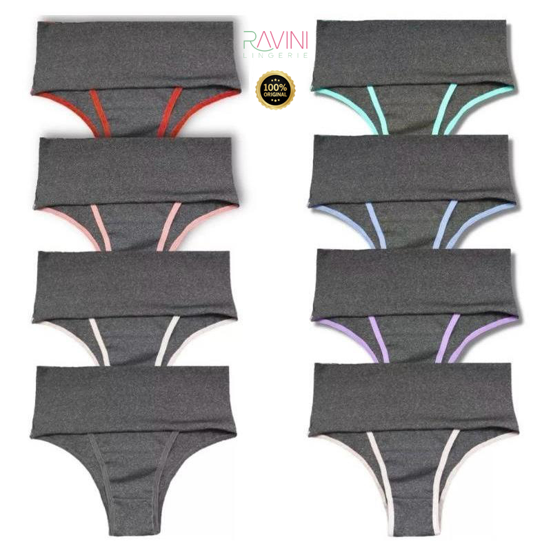 Kit Calcinhas Fitness Cós Alto Calcinha Mescla Leve em Oferta na Shopee