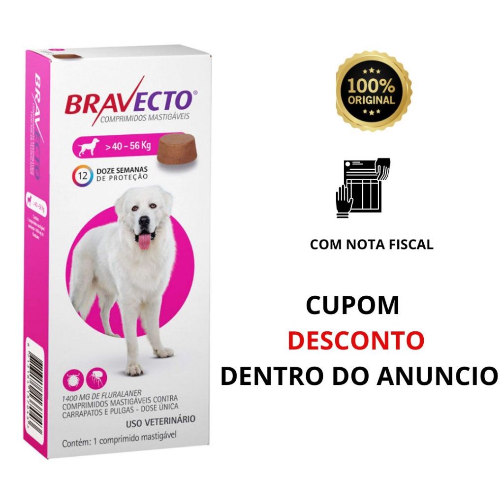 Antipulgas e Carrapatos Bravecto MSD para Cães de 40 a 56 kg