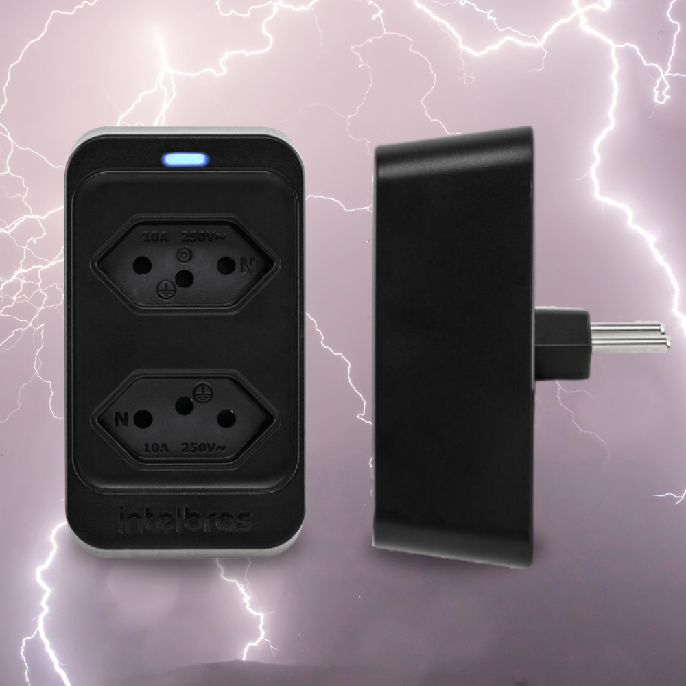 Anti Surto Tomada De Proteção Elétrica Intelbras Eps 302 Bivolt Preta 3 Pinos Dispositivo Anti Curto Circuito
