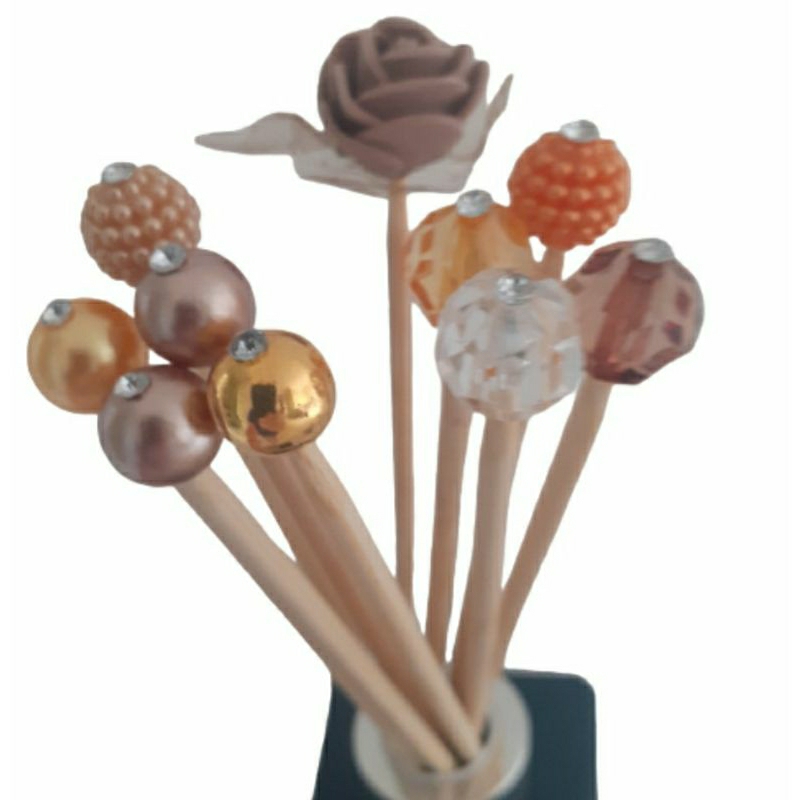 kit 10 varetas decoradas transparentes marrons douradas beges para difusor aromatizador de ambientes em Oferta na Shopee