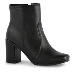 Coturno Feminino Lumiss Confortável Salto Alto Grosso Bota Bico Quadrado Zíper Blogueira Square