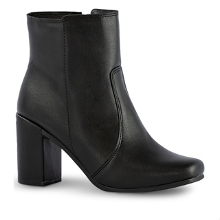 Coturno Feminino Lumiss Confortável Salto Alto Grosso Bota Bico Quadrado Zíper Blogueira Square