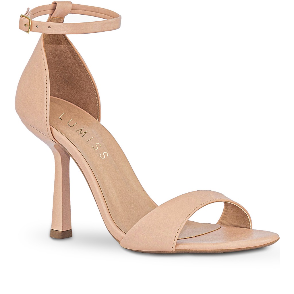 Sandália Feminina Lumiss Salto Fino Alto Confortável Tiras Moderna Macia Fashion Social