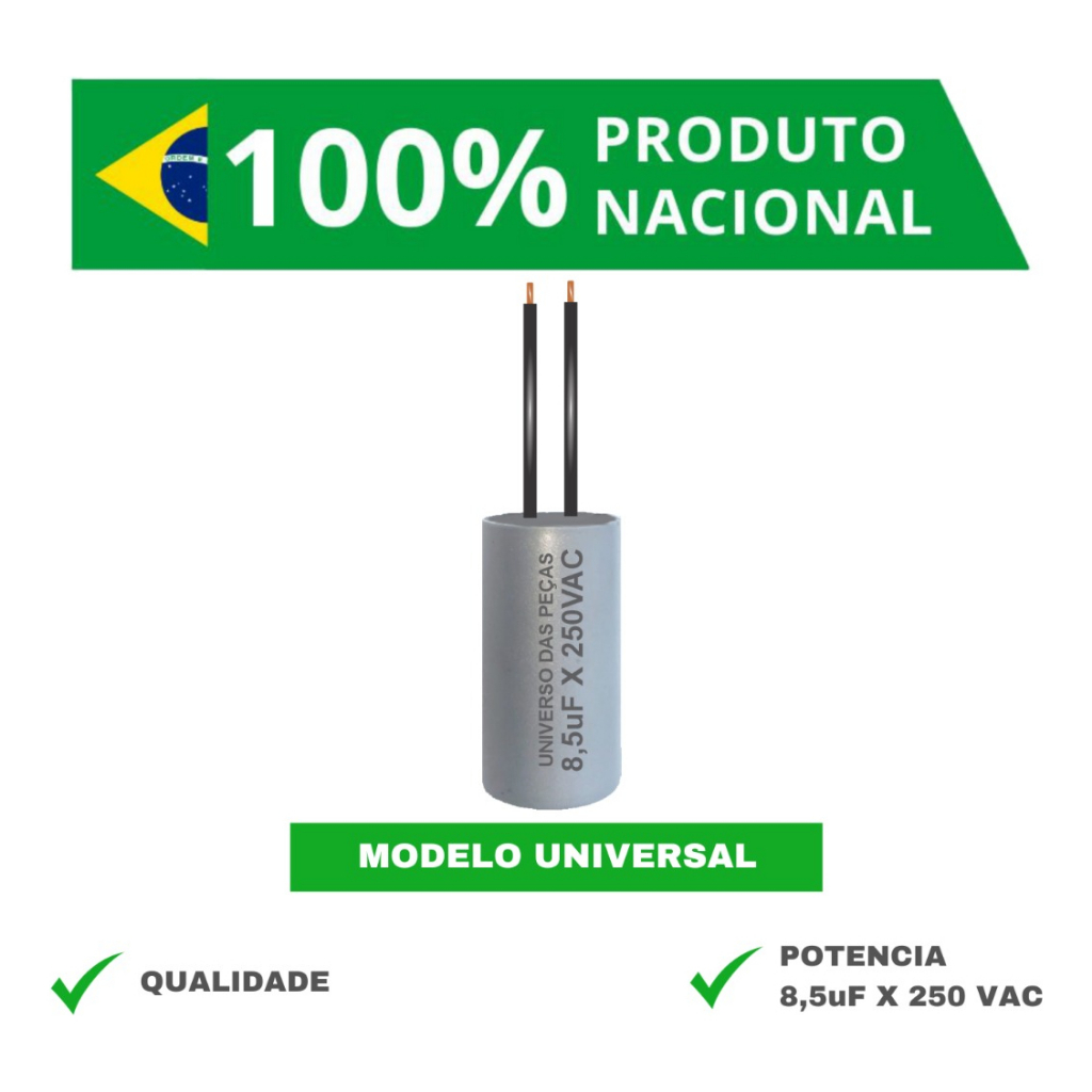 Capacitor 8,5 X 250v Para Ventilador De Teto Arge, 127v. Modelo Universal