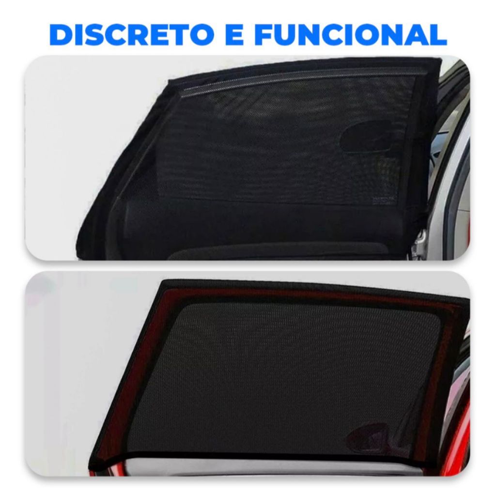 Kit 02 Proteção solar para janela carro, cortina protetora contra vento, sol, insetos para criança em Oferta na Shopee