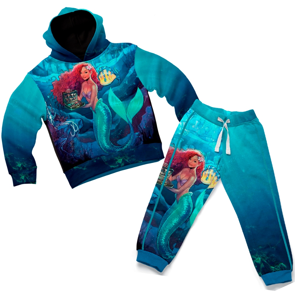 Conjunto Infantil Moletom Personagens Blusa Manga Longa e Calça Confortável Inverno Para Menina