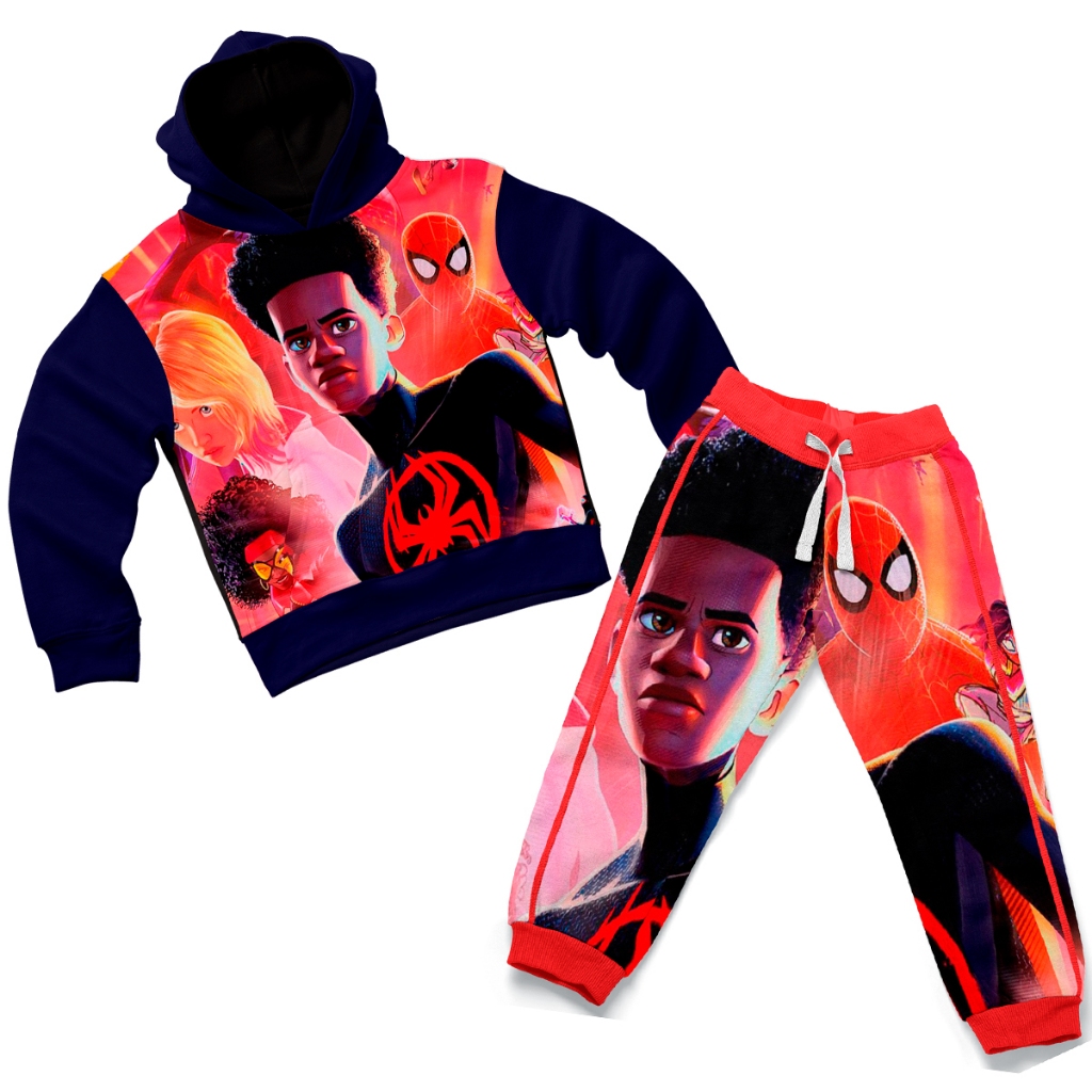 Conjunto Moletom Infantil Kit Blusa de Frio e Calça Toque Macio Com Personagens Kids Para Menino