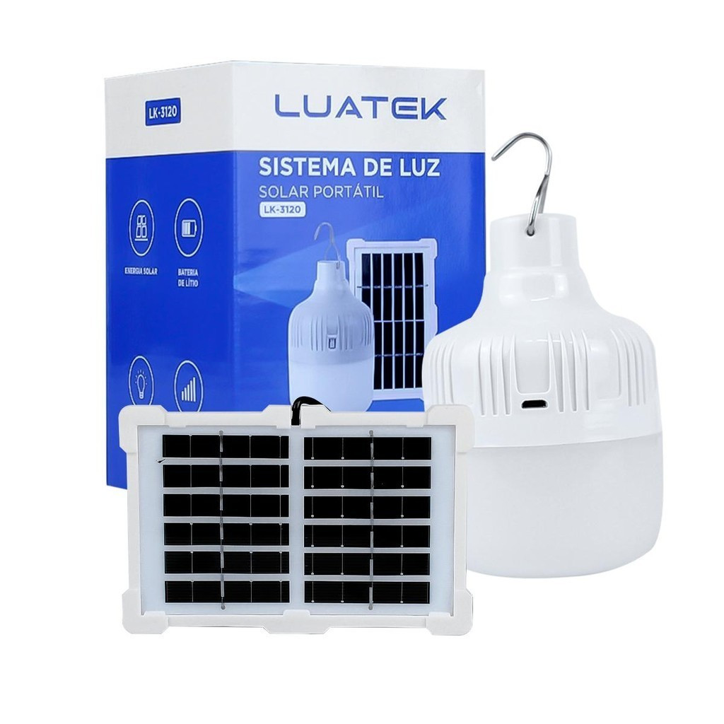 Lâmpada LED Iluminação Painel Solar Portatil com Controle Energia Emergência Acampamento Trilha Pesca