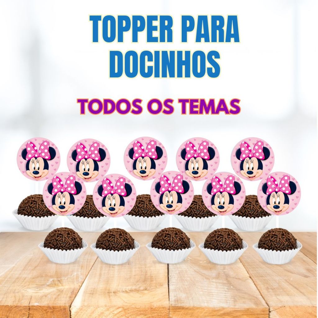 Kit Toppers Tag Para Docinhos Doces Minnie Mouse - 30 Unidades em Oferta na Shopee