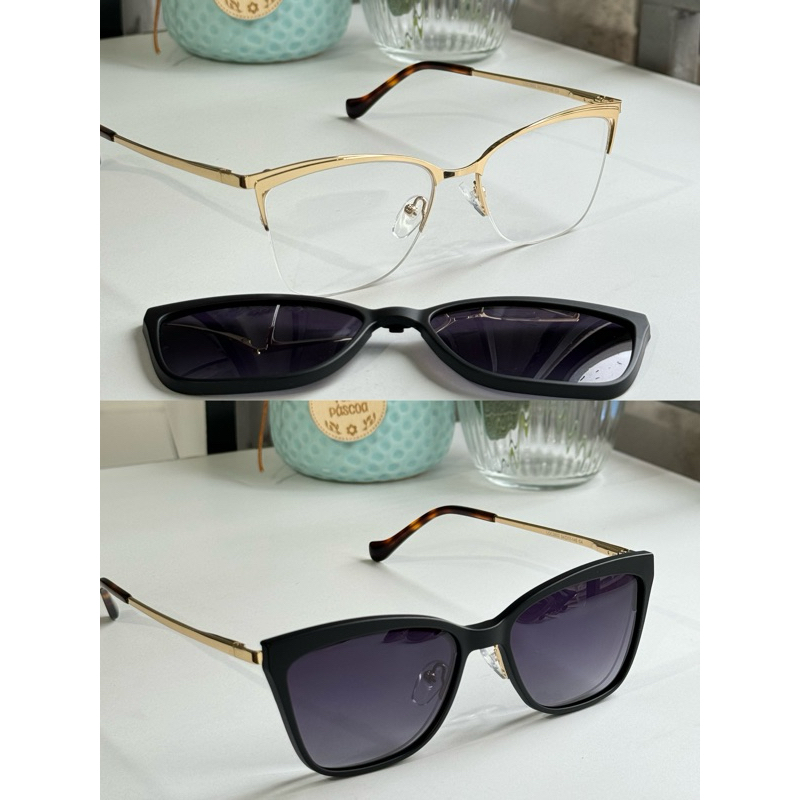 Armação de Óculos Clipon 2 Em 1 Feminino Armação + Solar / Fio de nylon / Lente Polarizado 3802