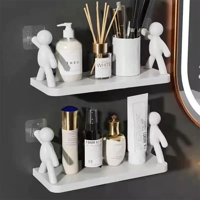 Suporte Plástico Com Adesivo Decoração Para Sala Cozinha Banheiro Prateleira Organizador Sem Furo cod2559 em Oferta na Shopee