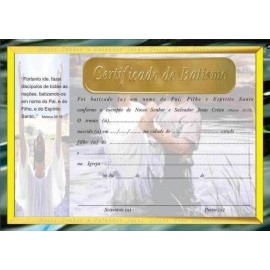 Certificado de Batismo com 5 (Nome borda dourada)