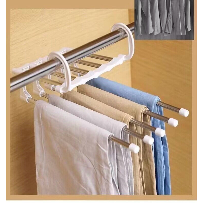Cabide Dobrável Inox 5 Calças Peças Organizador Guarda Roupa em Oferta na Shopee