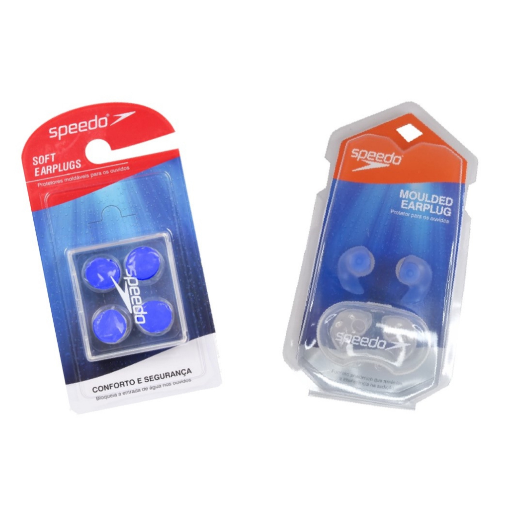 Kit Natação Speedo Protetor Ouvido Molded Pré moldado + Protetor Moldável Anti Ruídos Reutilizável