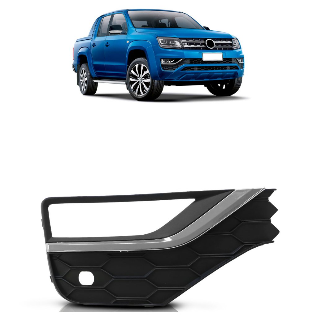 Moldura Grade do Milha Amarok 2017 2018 2019 2020 2021 Preto Friso Cromado Com Furo Para Milha em Oferta na Shopee
