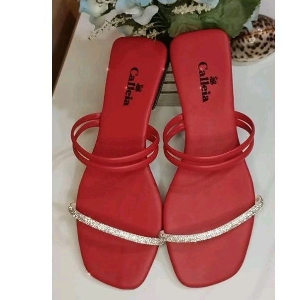 sandália feminina sandália rasteira sandália rasteirinha sandália vermelha com strass feminina moda verão praia sandalia