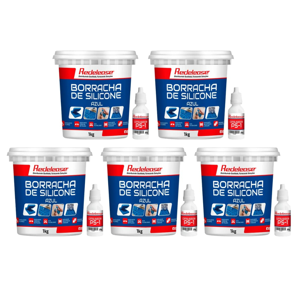 Borracha De Silicone Azul Redelease Alta Flexibilidade para Moldes Com Catalisador (5,150 Kg)