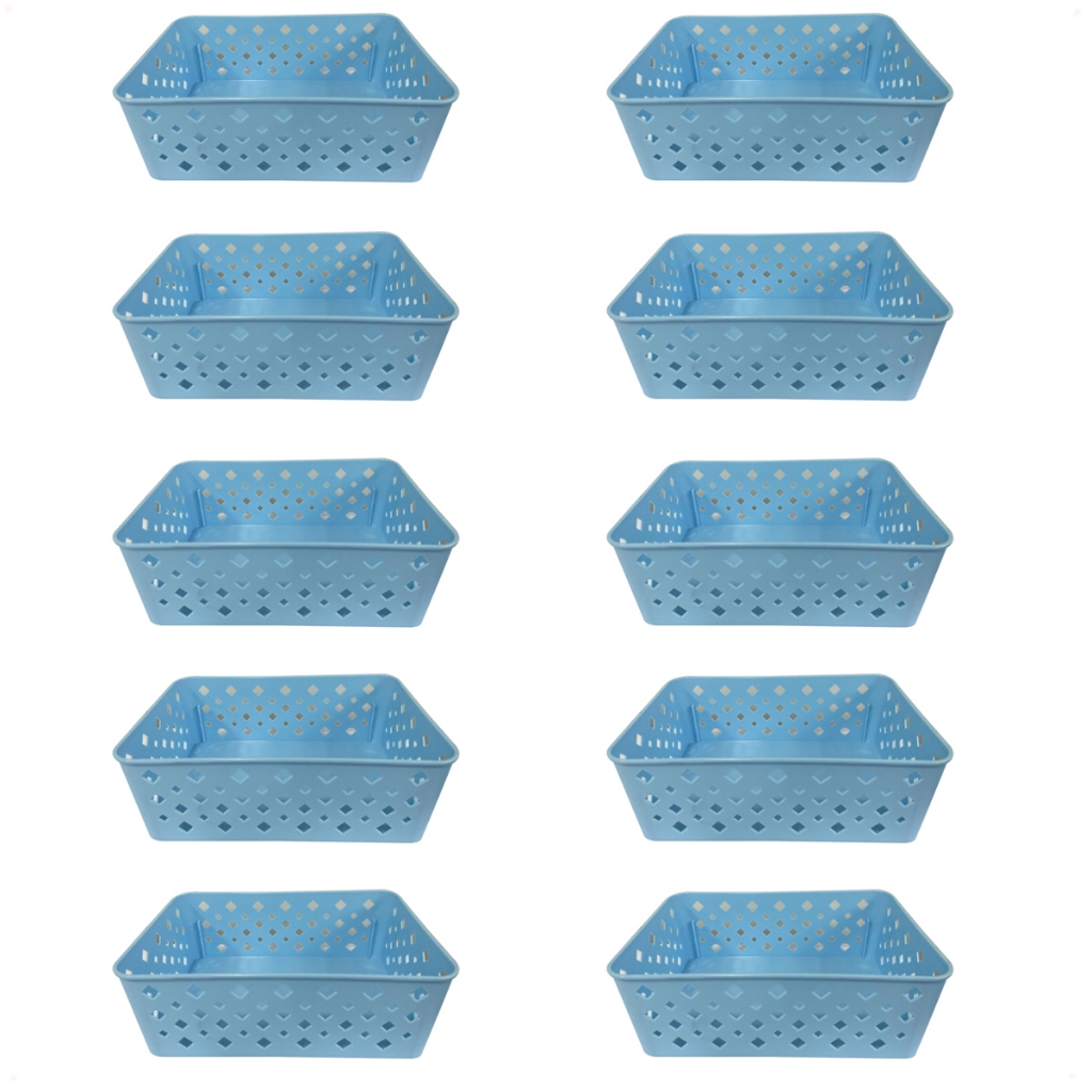 Kit 10 Cestos Multiuso Organizador Médio Decorativo Empilhavel Ideal p/ Armários, Lavanderias, Gavetas, Banheiro etc em Oferta na Shopee